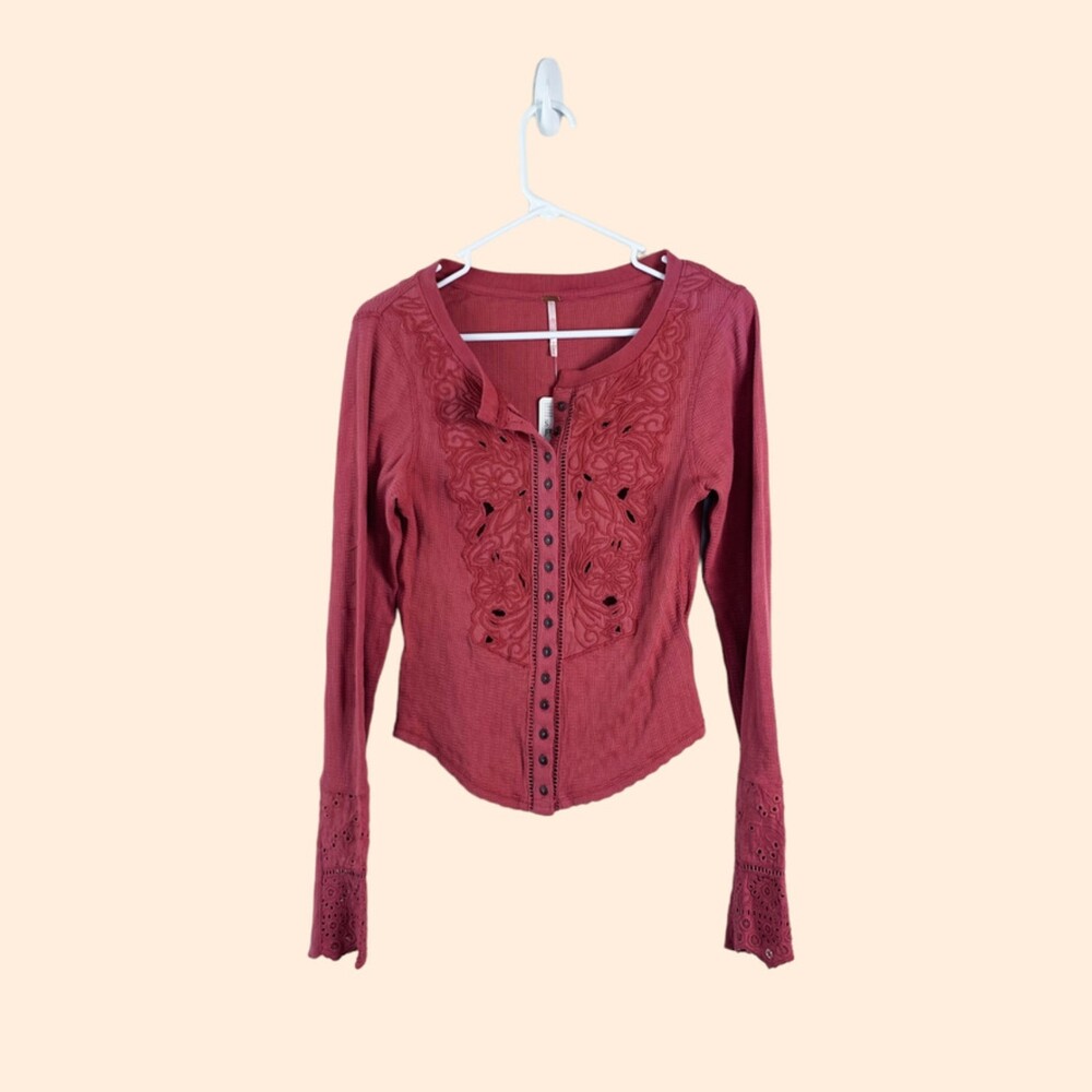 Free People Rose Smoke Sidelines Top